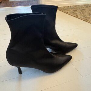 Senso Satiny Glove Ankle Boots Black Pointed Toe Kitten Heel Size 38